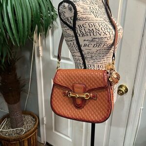 Orange Brown Horsebit Crossbody Bag